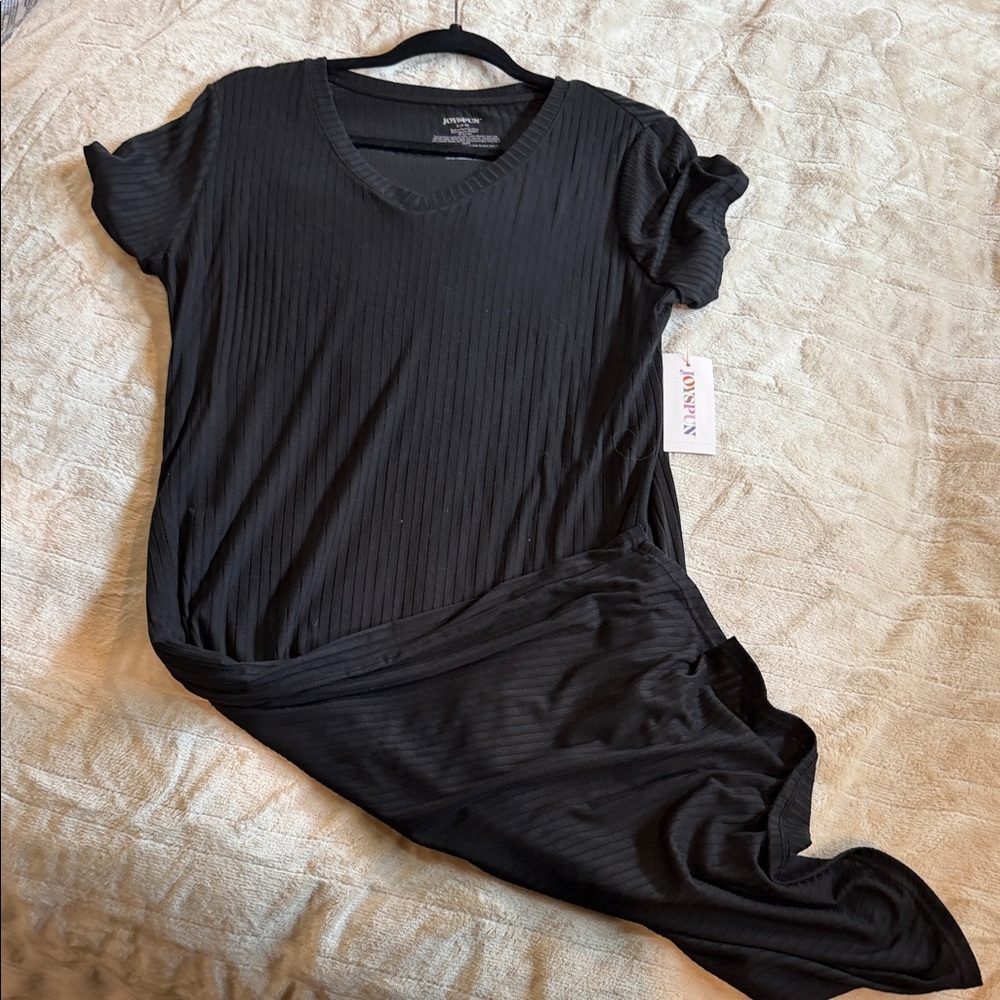 Black Ribbed Midi Dress - Unknown Brand